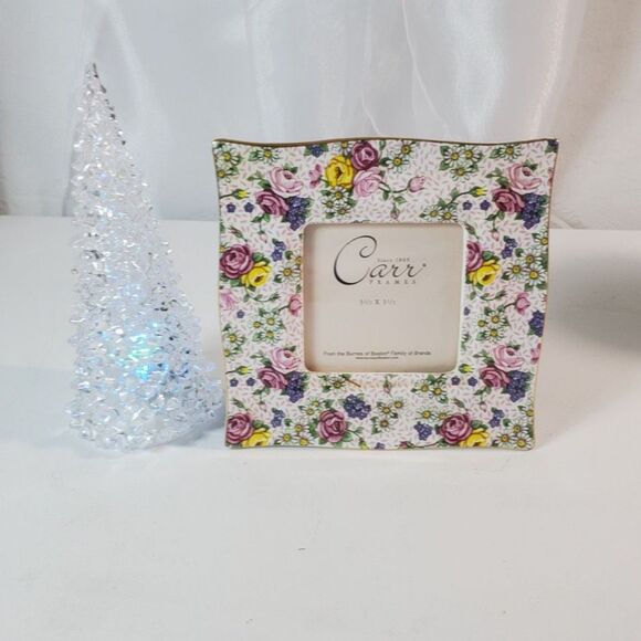 Vintage Carr/Burnes of Boston FramePorcelain Floral Rose Picture Frame, 3.5"x3.5 - Picture 5 of 12